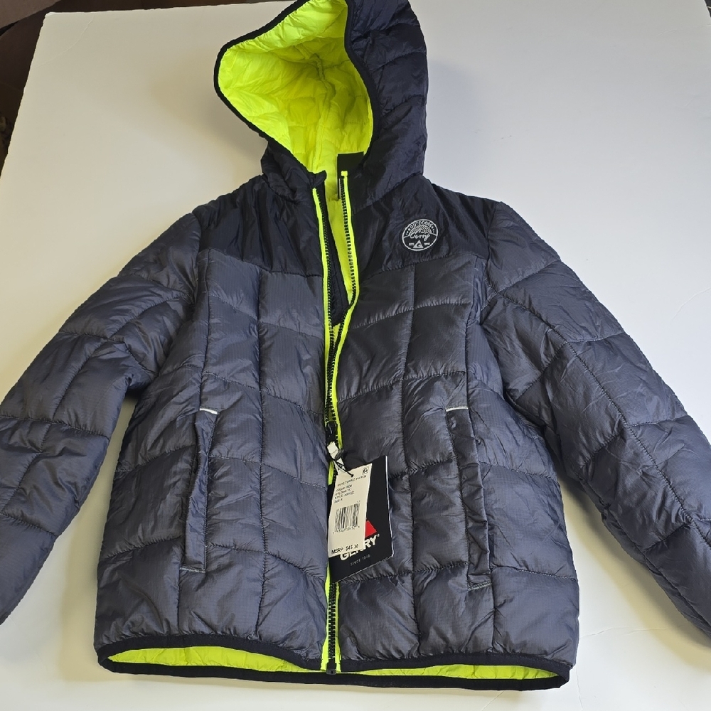 Gerry Weber Charcoal and Neon Yellow Kids Puffer Jacket